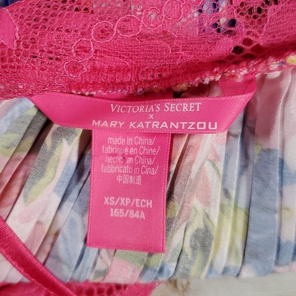 Victoria's Secret x Mary Katrantzou Satin &‎ Lace Pink Babydoll Slip Lingerie XS - Picture 8 of 12